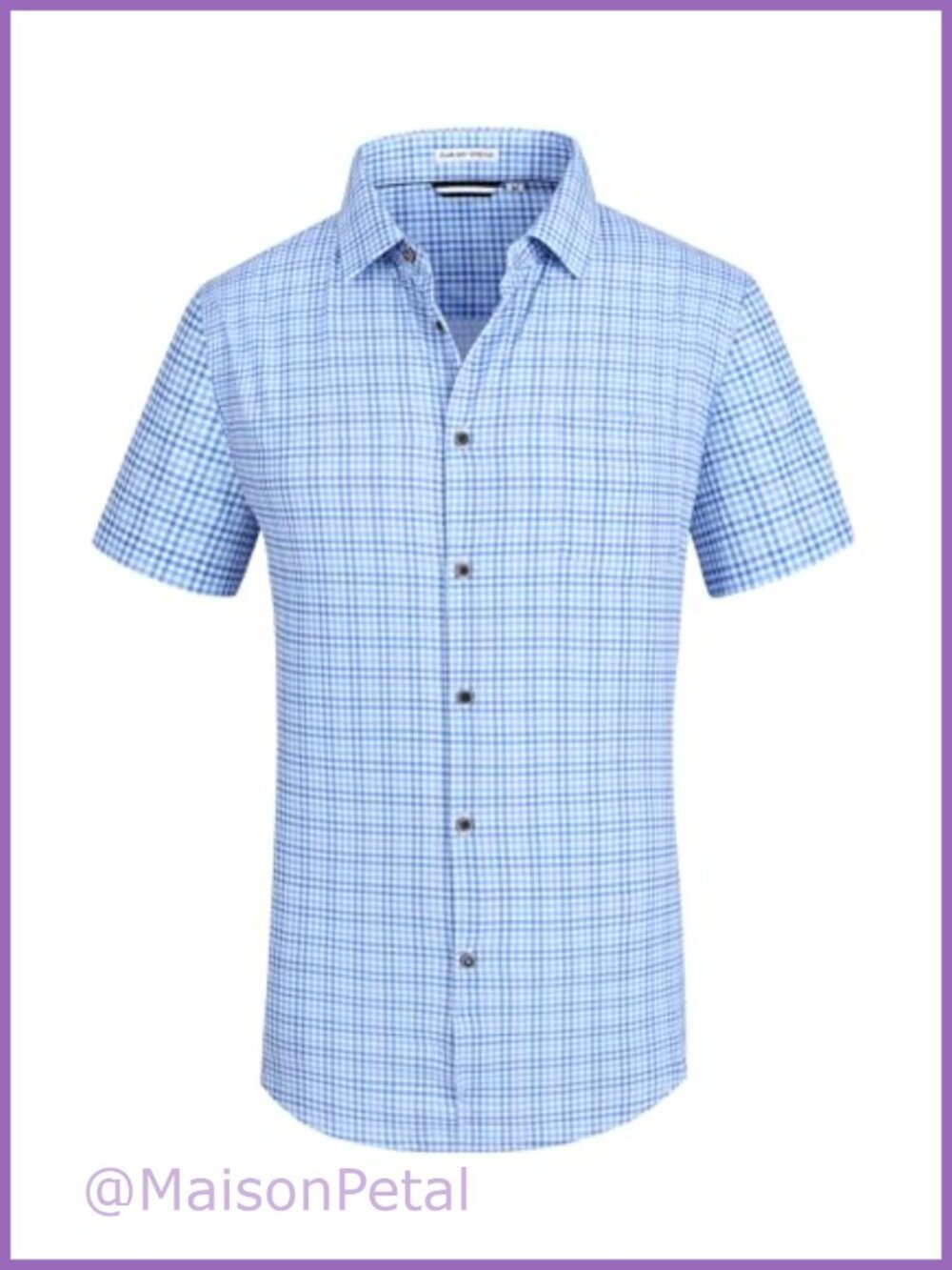 Mens Wrinkle Free 4-Way Stretch Short Sleeve Button Down Dress Shirt